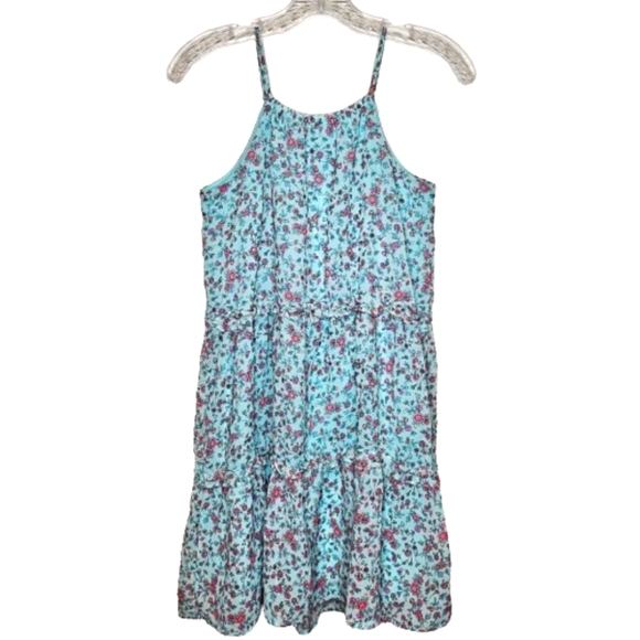 The Children's Place Girls Teal Chiffon 2 Tiered Sleeveless Summer Dress Size 16 - Picture 8 of 13